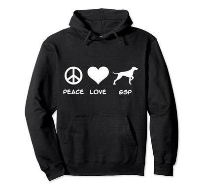Peace Love German Shorthaired Hoodie - Fun Novelty Design for Adults - T-Shirt, Sweatshirt, Hoodie