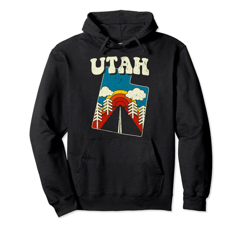 Utah State Rainbow Hippie 70S Map Hoodie - Graphic Print Unisex - T-Shirt, Sweatshirt, Hoodie