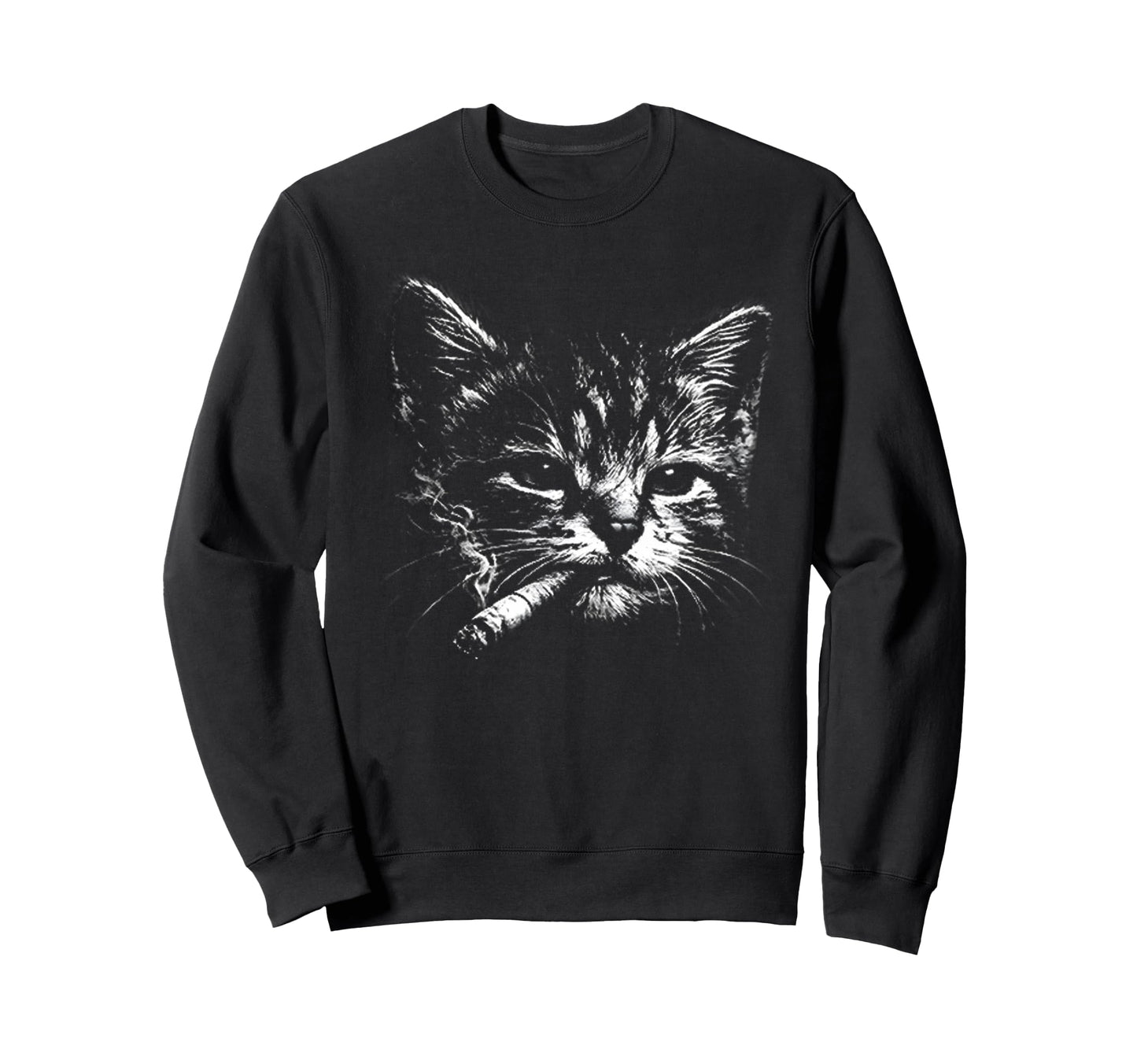 Cigarette Kitten Funny Grunge Y2K Sweatshirt - Graphic Print for Adults - T-Shirt, Sweatshirt, Hoodie