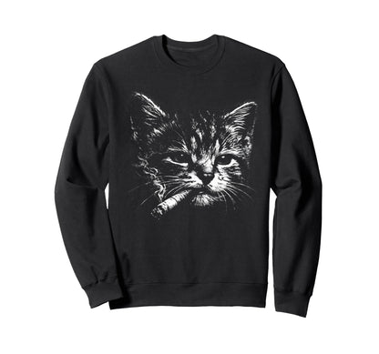 Cigarette Kitten Funny Grunge Y2K Sweatshirt - Graphic Print for Adults - T-Shirt, Sweatshirt, Hoodie