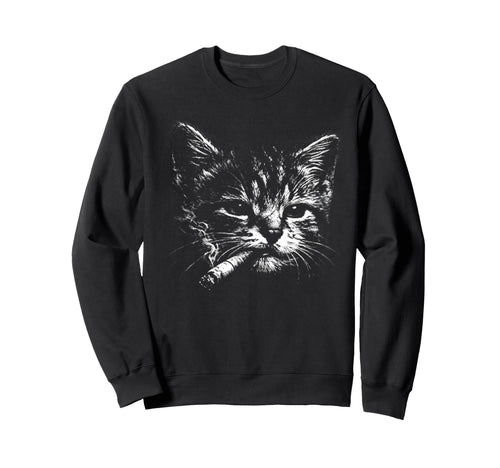 Cigarette Kitten Funny Grunge Y2K Sweatshirt - Graphic Print for Adults - T-Shirt, Sweatshirt, Hoodie