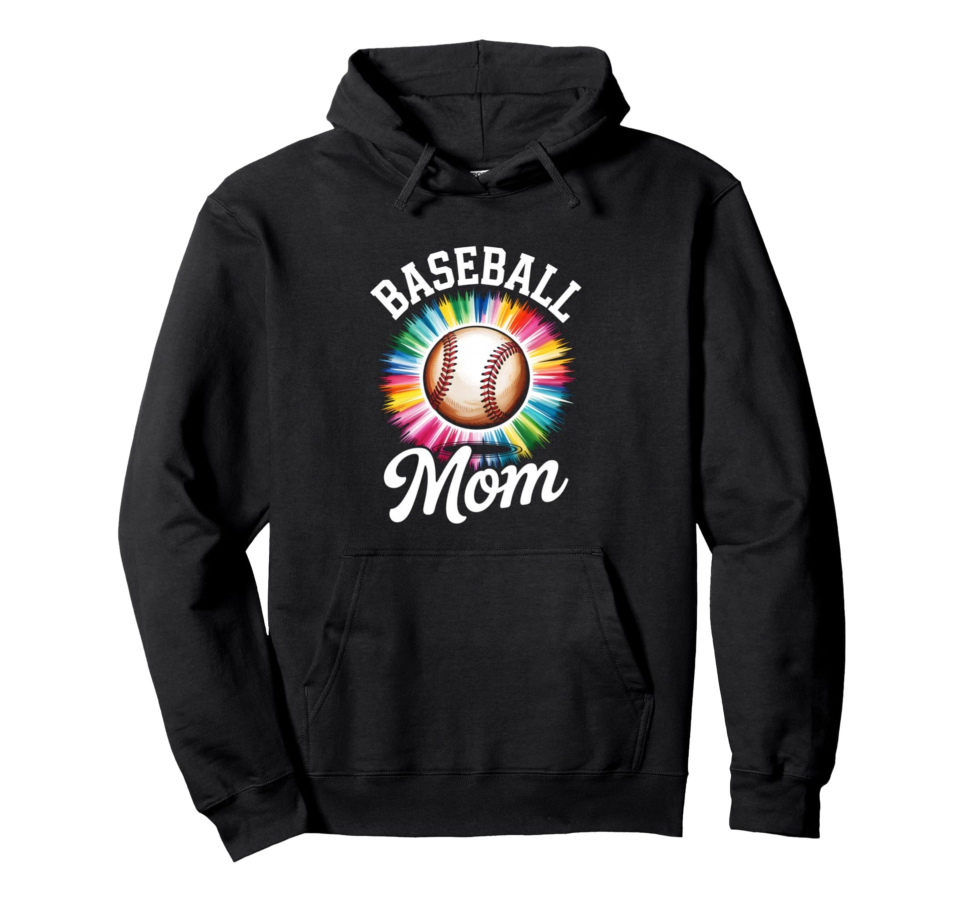 Baseball Mom Tie Dye Colorful Hoodie - Custom Art Print for Adults - T-Shirt, Sweatshirt, Hoodie