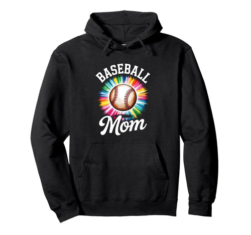 Baseball Mom Tie Dye Colorful Hoodie - Custom Art Print for Adults - T-Shirt, Sweatshirt, Hoodie