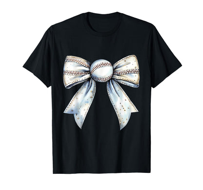 Baseball Coquette Bow Baseball Mom T-Shirt - Minimalist Print for Adults - T-Shirt, Sweatshirt, Hoodie