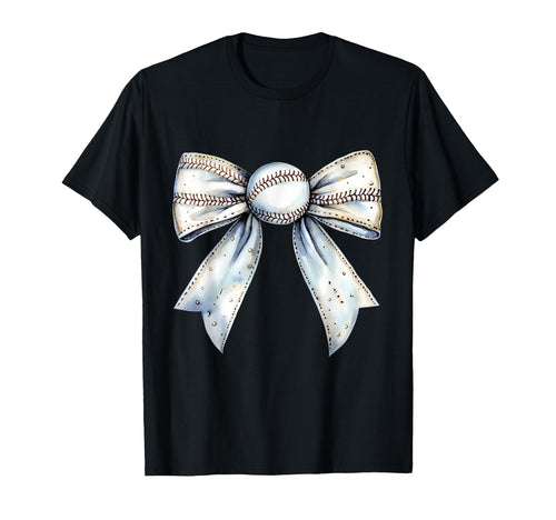 Baseball Coquette Bow Baseball Mom T-Shirt - Minimalist Print for Adults - T-Shirt, Sweatshirt, Hoodie
