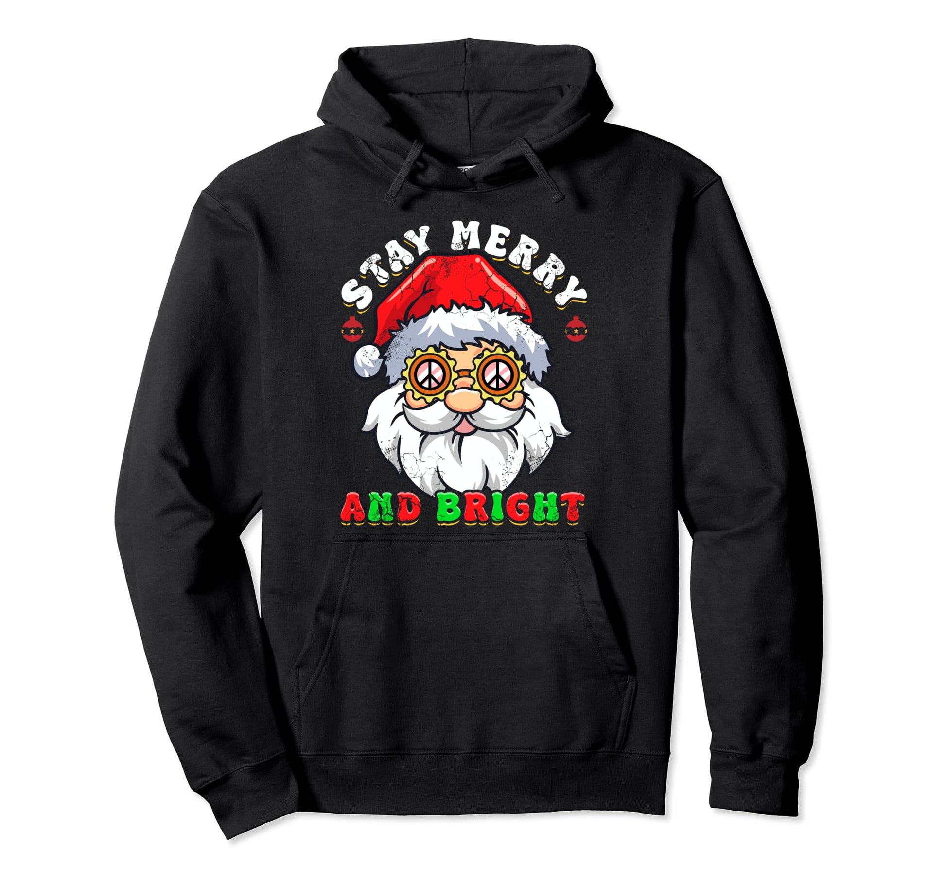 Hippie Holiday Santa Claus Peace Love Hoodie - Streetwear Style for Adults - T-Shirt, Sweatshirt, Hoodie