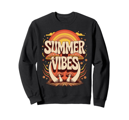 Summer Vibes Mushroom Hippie Sweatshirt - Unique Graphic for Adults - T-Shirt, Sweatshirt, Hoodie