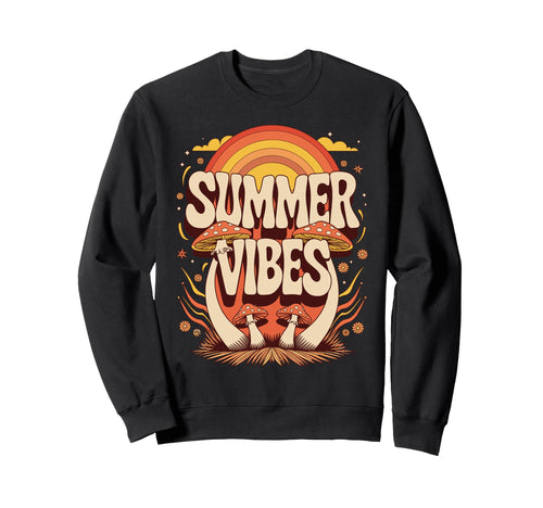Summer Vibes Mushroom Hippie Sweatshirt - Unique Graphic for Adults - T-Shirt, Sweatshirt, Hoodie