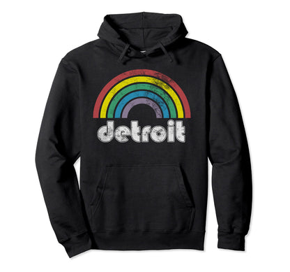 Detroit Rainbow 70S 80S Gift Hoodie - Casual Everyday Wear Unisex - T-Shirt, Sweatshirt, Hoodie