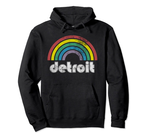 Detroit Rainbow 70S 80S Gift Hoodie - Casual Everyday Wear Unisex - T-Shirt, Sweatshirt, Hoodie
