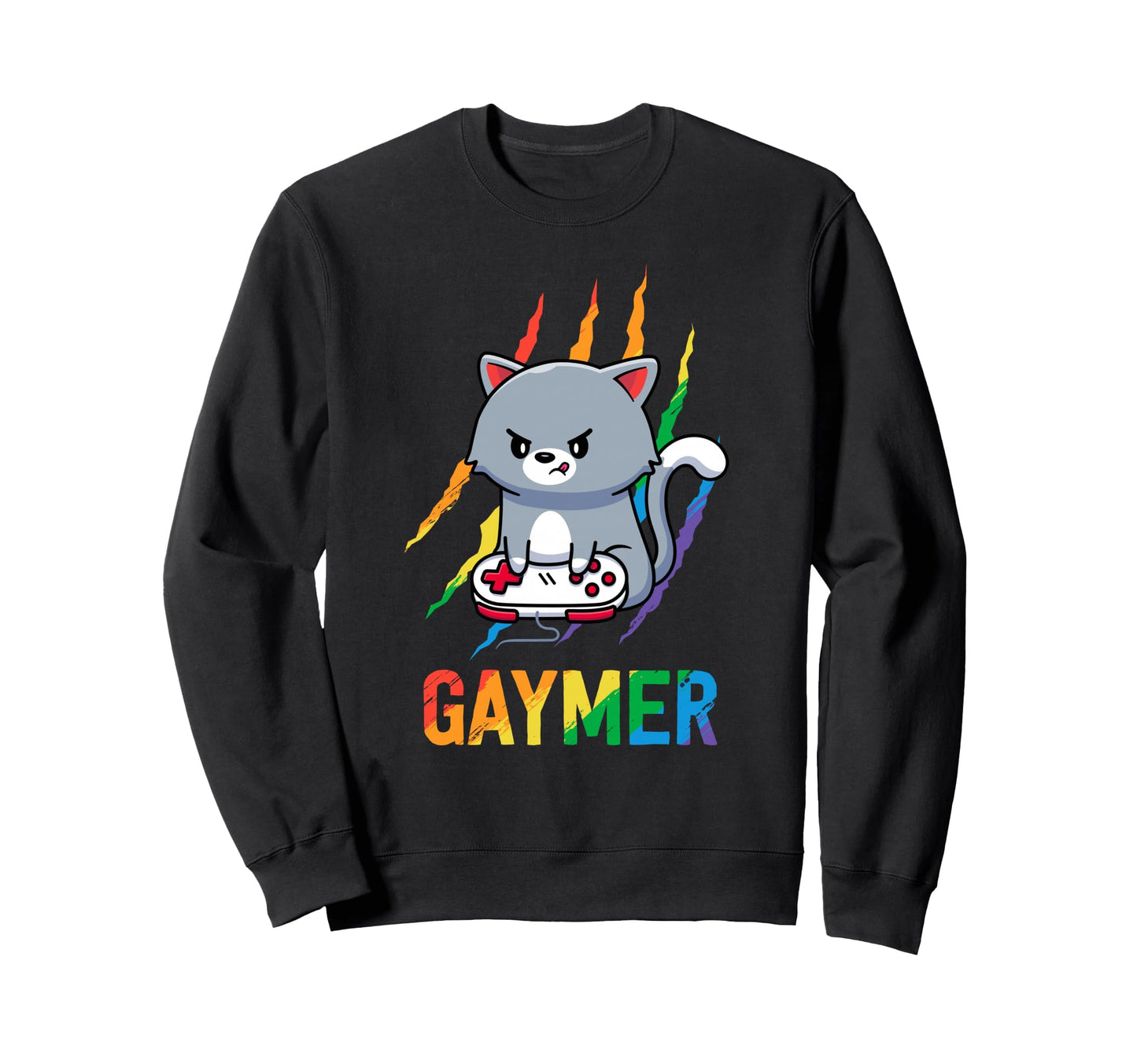 Gaymer Lgbt Cat Pride Rainbow Sweatshirt - Fun Novelty Design Men Women - T-Shirt, Sweatshirt, Hoodie