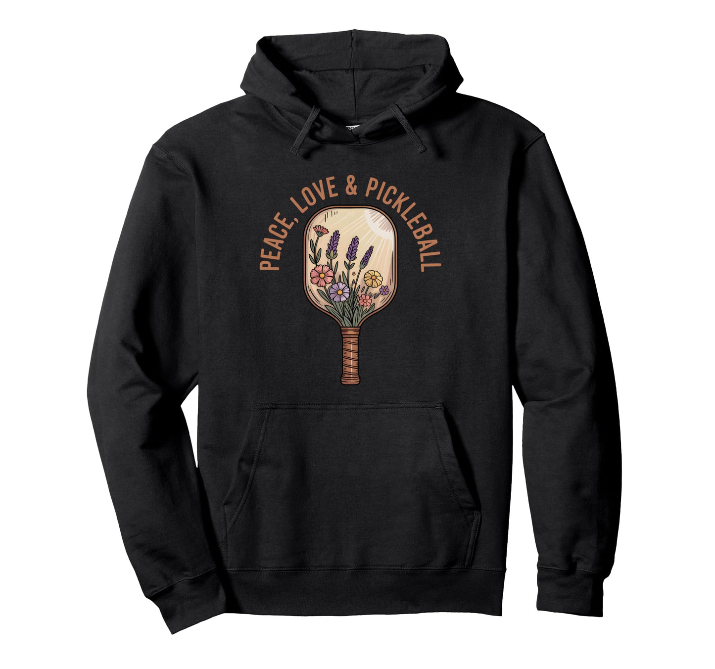 Peace Love Pickleball Boho Outfit Floral Hoodie - Graphic Print for Adults - T-Shirt, Sweatshirt, Hoodie