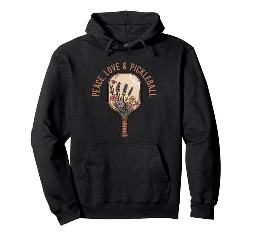 Peace Love Pickleball Boho Outfit Floral Hoodie - Graphic Print for Adults - T-Shirt, Sweatshirt, Hoodie