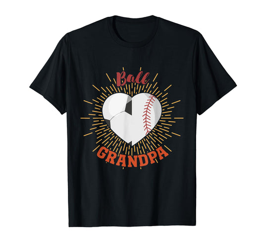 Ball Grandpa Baseball Heart Fathers T-Shirt - Streetwear Style Men Women - T-Shirt, Sweatshirt, Hoodie