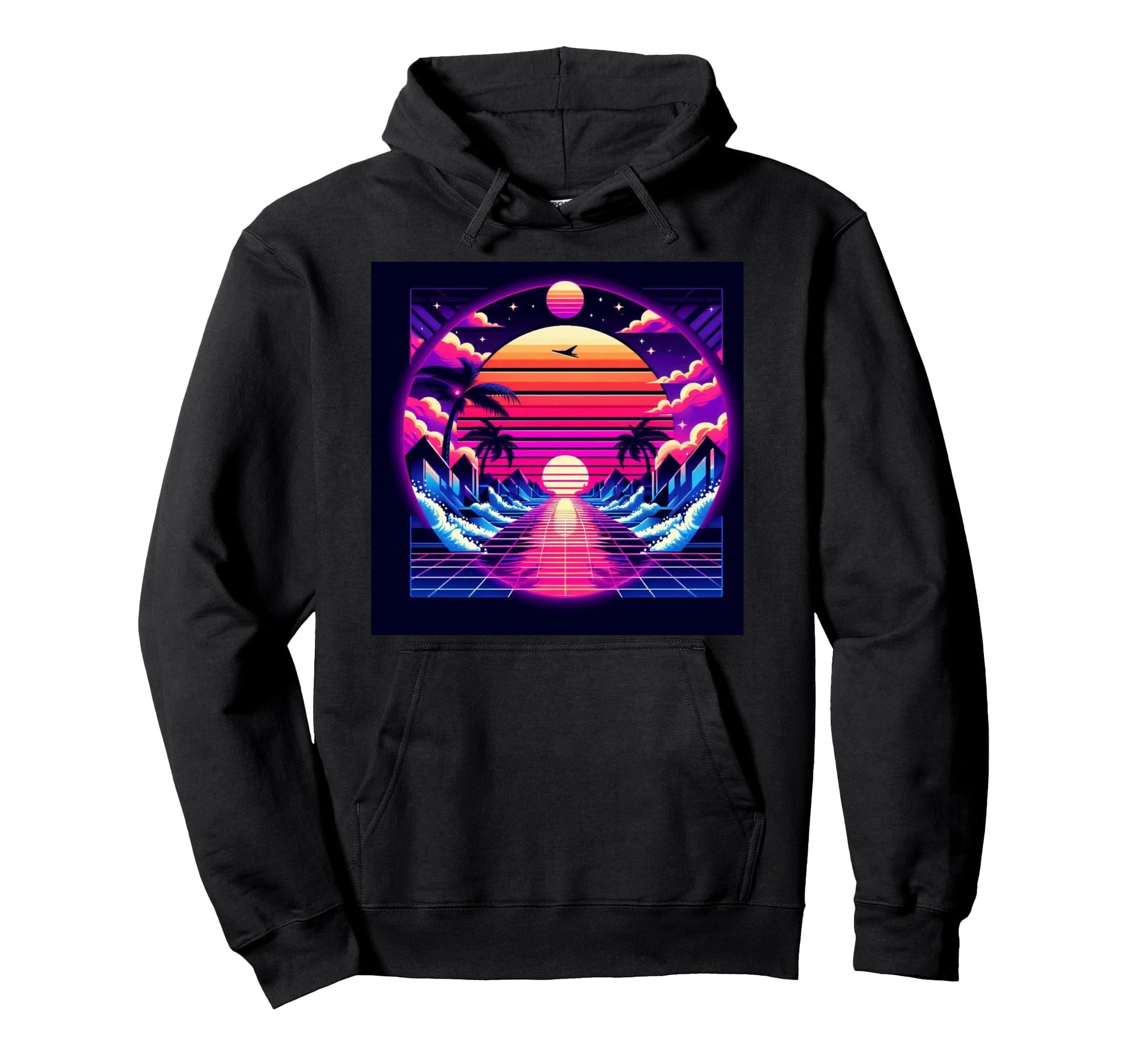 Retrowave Synthwave Vaporwave Sunset Hoodie - Minimalist Print for Adults - T-Shirt, Sweatshirt, Hoodie