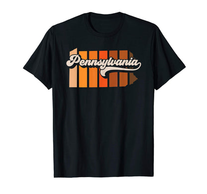 Pennsylvania 70S Stripe Silhouette T-Shirt - Unique Graphic Unisex - T-Shirt, Sweatshirt, Hoodie