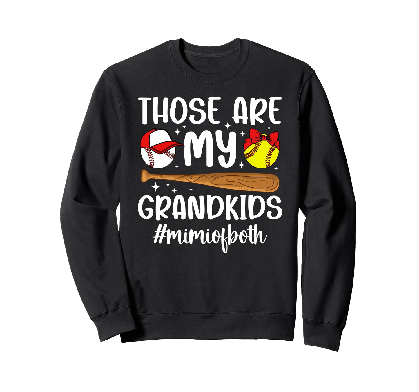 My Grandkids Mimi Both Baseball Softball Sweatshirt - Graphic Print Unisex - T-Shirt, Sweatshirt, Hoodie
