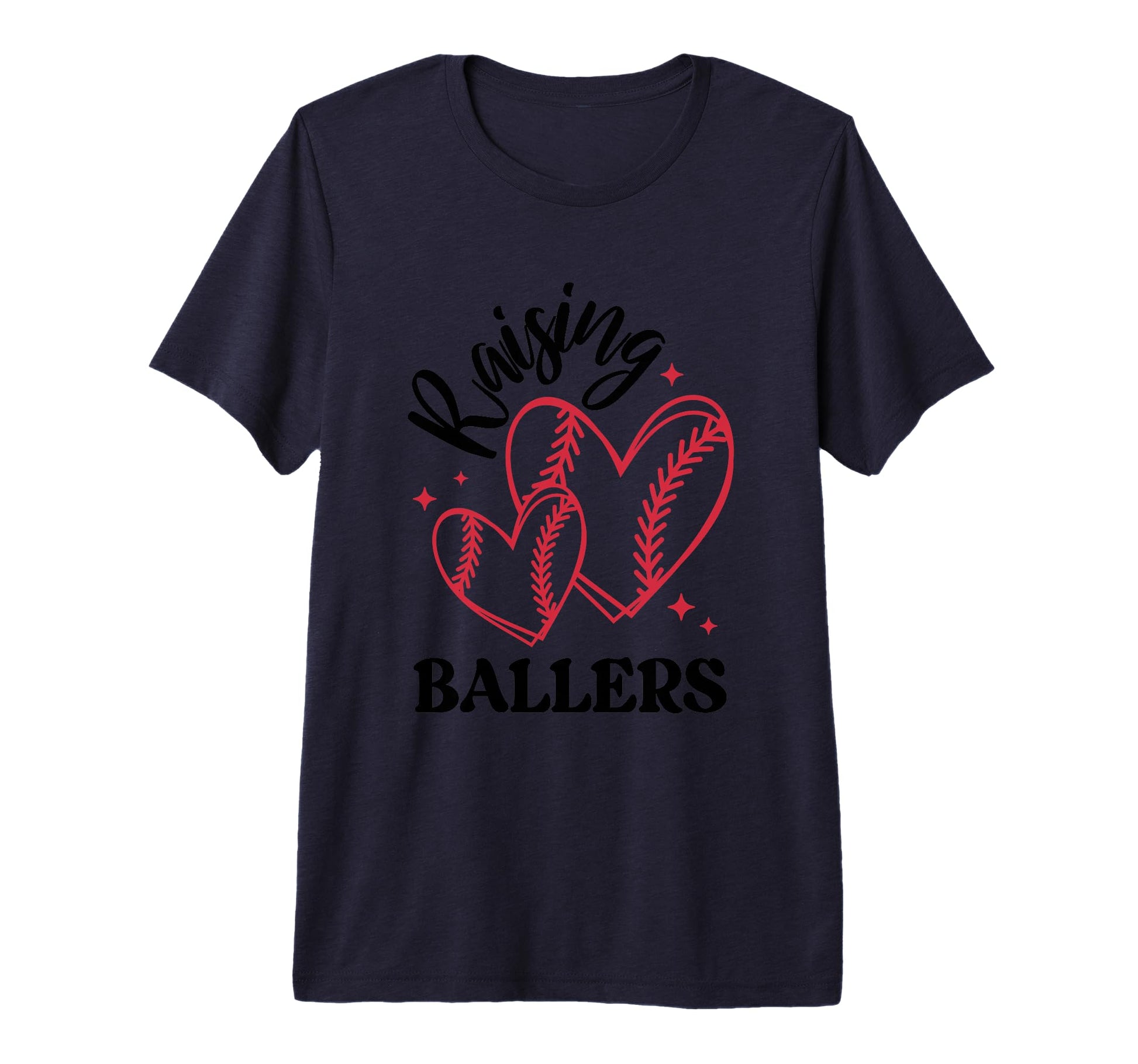 Raising Ballers Baseball Heart T-Shirt - Unique Graphic for Adults - T-Shirt, Sweatshirt, Hoodie