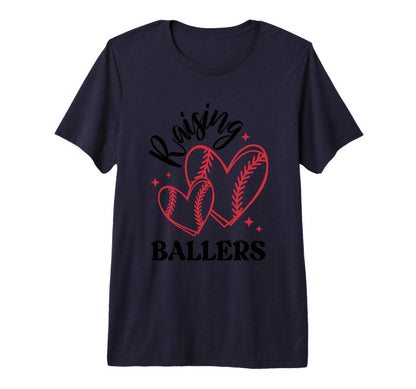Raising Ballers Baseball Heart T-Shirt - Unique Graphic for Adults - T-Shirt, Sweatshirt, Hoodie