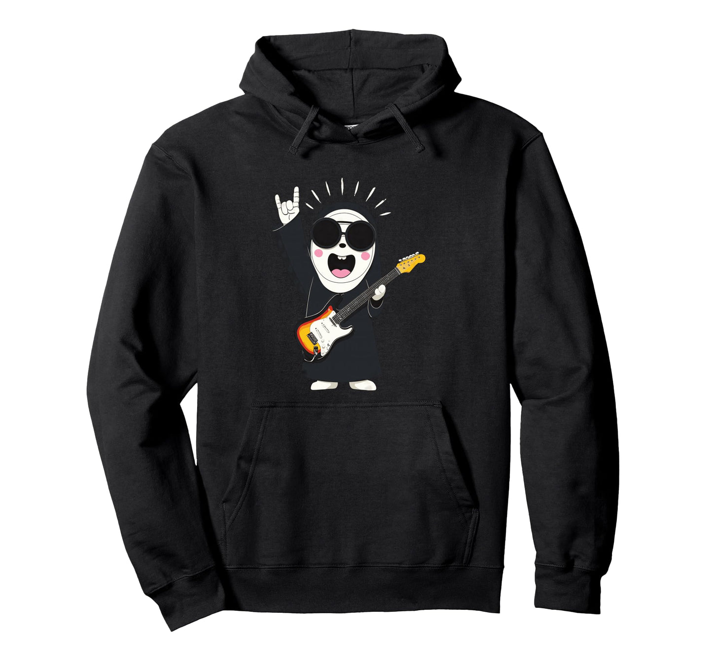 Funny Nun Rock Music Guitar Player Hoodie - Aesthetic Graphic for Adults - T-Shirt, Sweatshirt, Hoodie