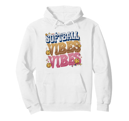 Softball Vibes Groovy Game Day Hoodie - Casual Everyday Wear for Adults - T-Shirt, Sweatshirt, Hoodie