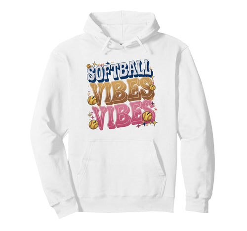 Softball Vibes Groovy Game Day Hoodie - Casual Everyday Wear for Adults - T-Shirt, Sweatshirt, Hoodie