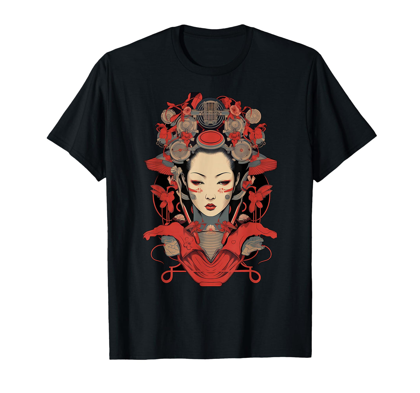 Samurai Geisha Cyberpunk Cyborg T-Shirt - Aesthetic Graphic Men Women - T-Shirt, Sweatshirt, Hoodie