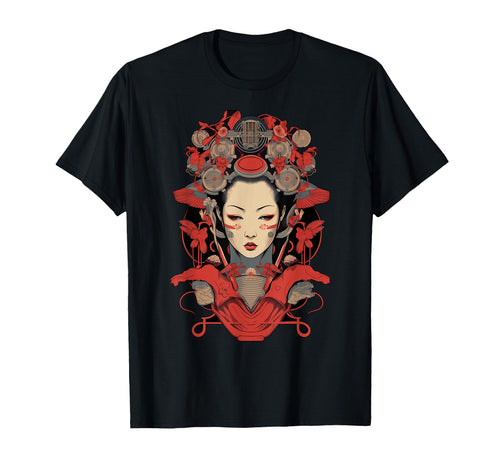 Samurai Geisha Cyberpunk Cyborg T-Shirt - Aesthetic Graphic Men Women - T-Shirt, Sweatshirt, Hoodie