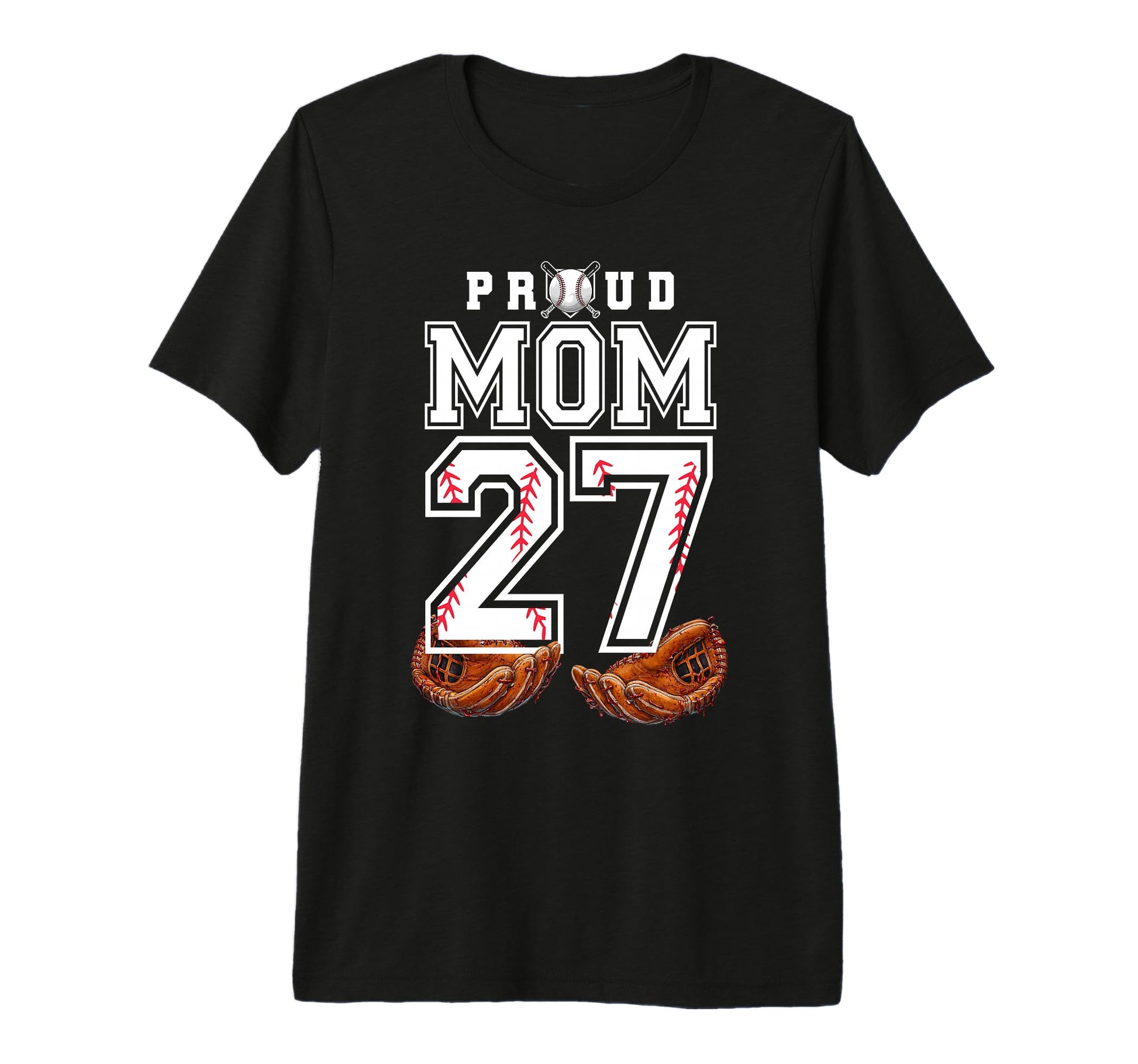 Proud Mom Baseball Player Number 27 T-Shirt - Fun Novelty Design Men Women - T-Shirt, Sweatshirt, Hoodie