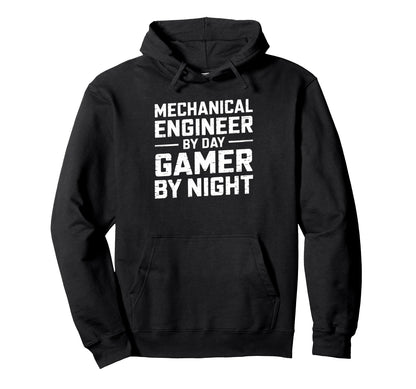 Mechanical Engineer Day Gamer Night Hoodie - Aesthetic Graphic for Adults - T-Shirt, Sweatshirt, Hoodie