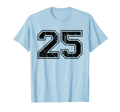 Number 25 Varsity Distressed Sport T-Shirt - Minimalist Print for Adults - T-Shirt, Sweatshirt, Hoodie