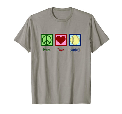 Peace Love Softball Player T-Shirt - Casual Everyday Wear Men Women - T-Shirt, Sweatshirt, Hoodie