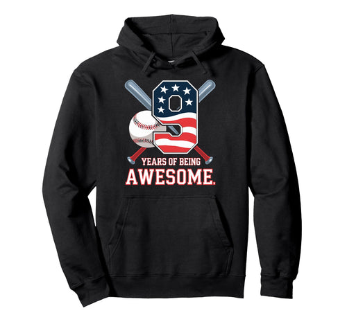 9 Years Being Awesome Baseball Player 9Th Hoodie - Unique Graphic Unisex - T-Shirt, Sweatshirt, Hoodie