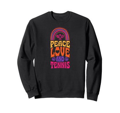 Peace Love And Tennis Bohemian Rainbow Sweatshirt - Graphic Print Unisex - T-Shirt, Sweatshirt, Hoodie