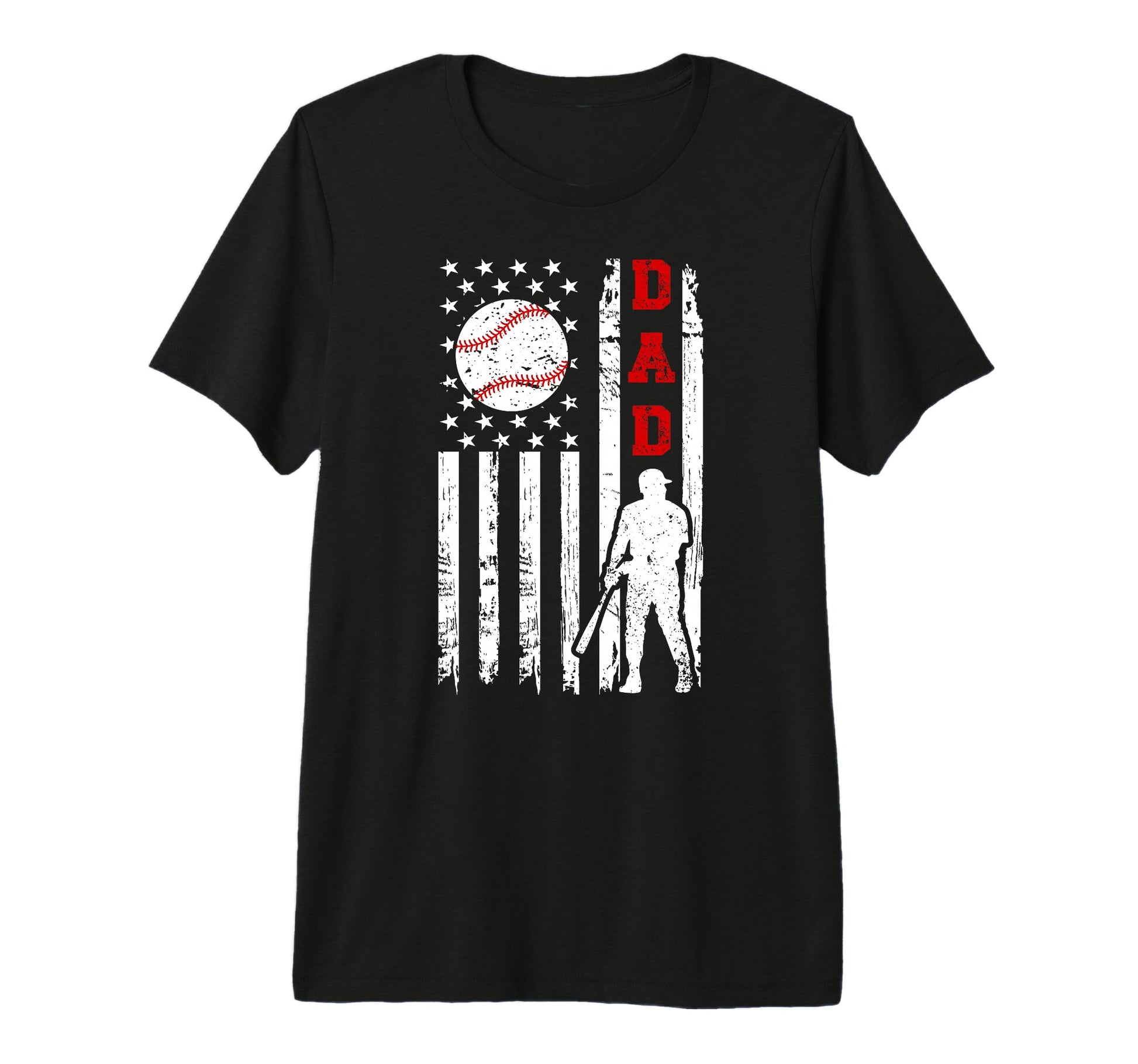 Mens Dad Us Flag Baseball Dad Baseball T-Shirt - Novelty Apparel Men Women - T-Shirt, Sweatshirt, Hoodie