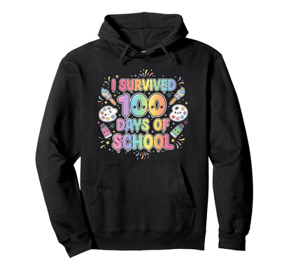 I Survived 100 Days School Art Teacher Hoodie - Unique Graphic Unisex - T-Shirt, Sweatshirt, Hoodie