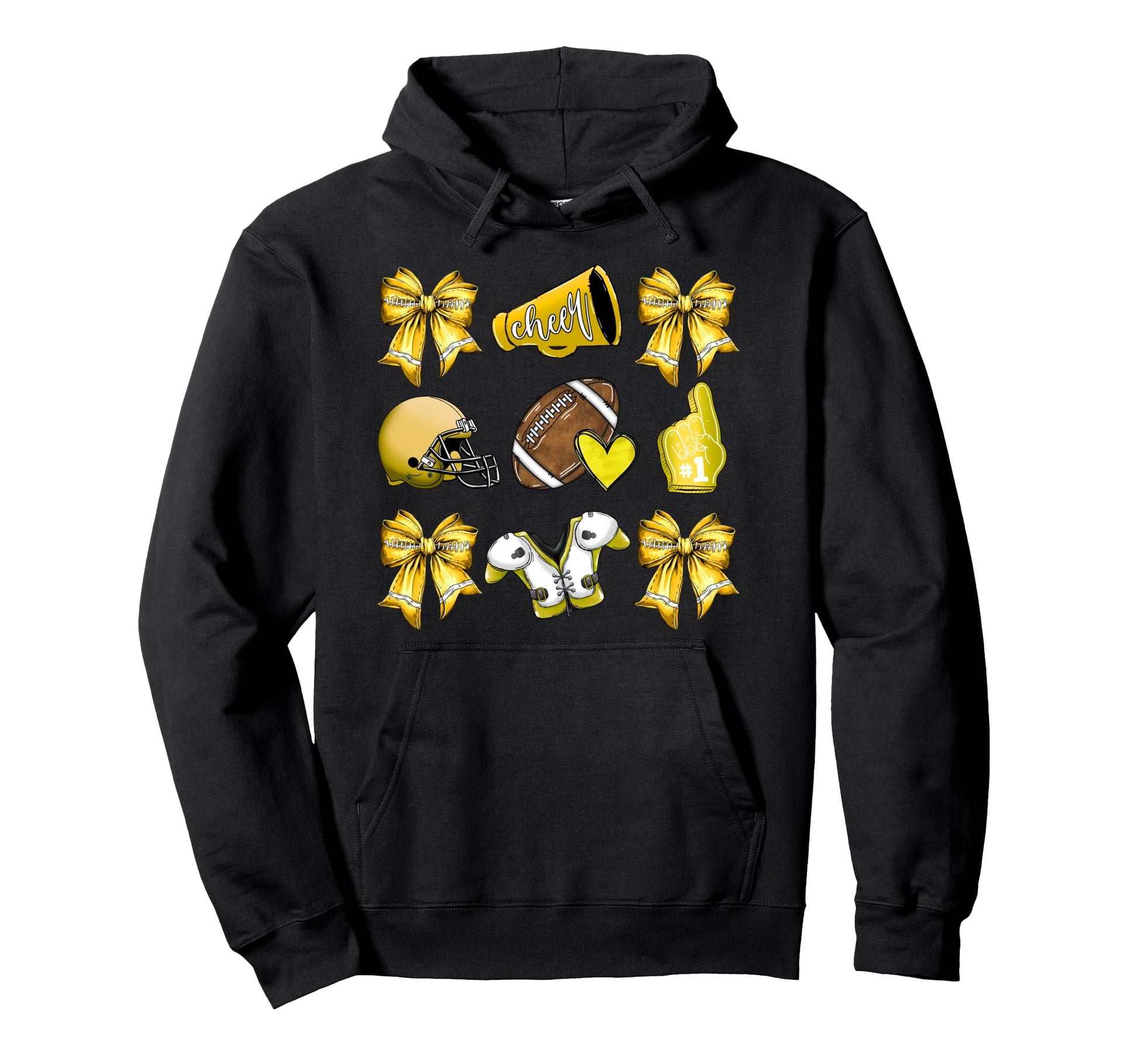 Yellow Football Mom Coquette Bows Game Hoodie - Streetwear Style Unisex - T-Shirt, Sweatshirt, Hoodie
