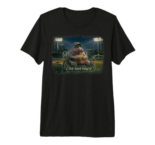 Funny Hippopotamus Ballfield T-Shirt - Casual Everyday Wear Men Women - T-Shirt, Sweatshirt, Hoodie