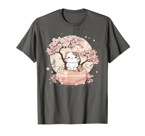 Cherry Blossom Tree Cat Japanese Aesthetic T-Shirt - Trendy Graphic Unisex - T-Shirt, Sweatshirt, Hoodie