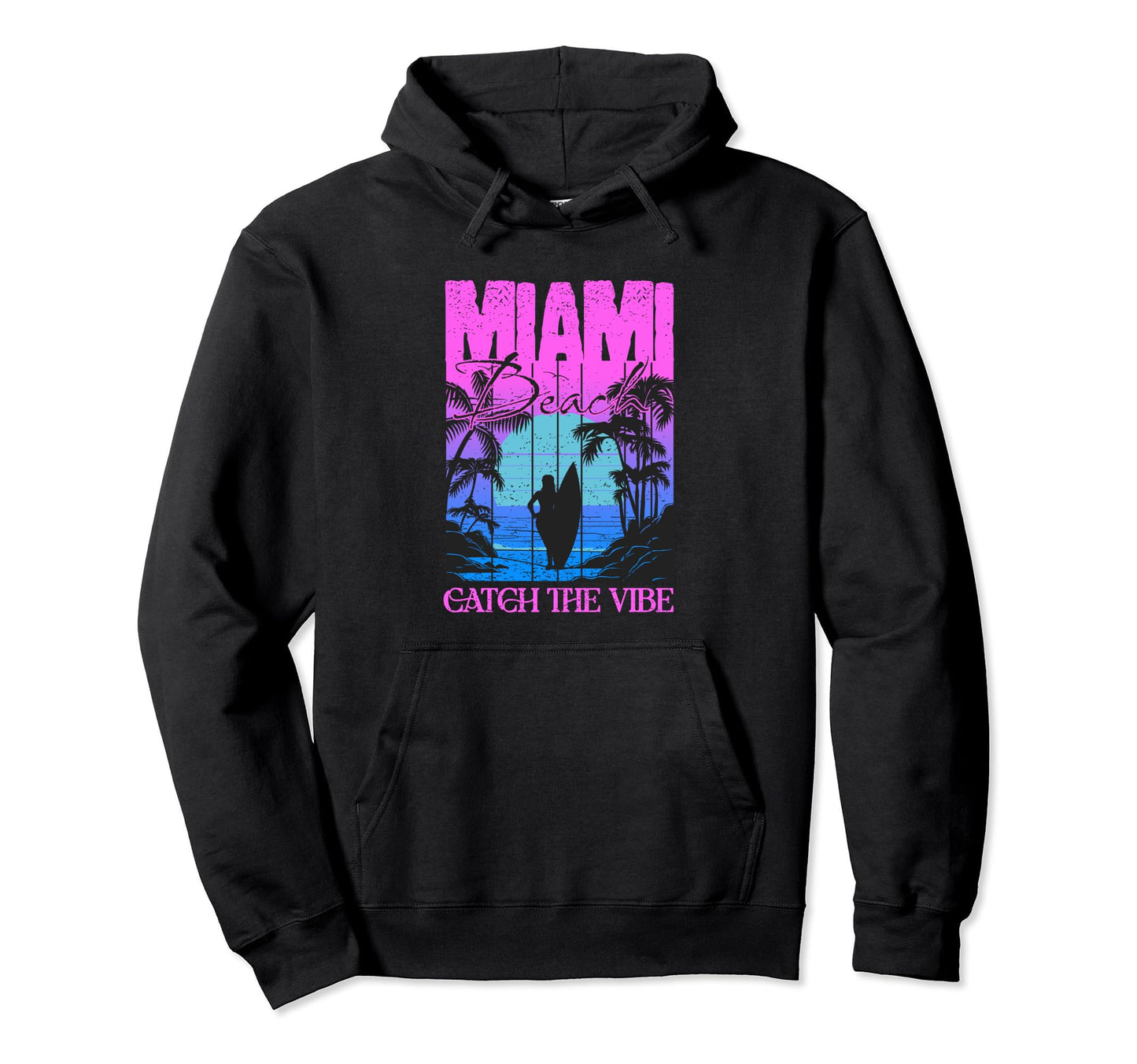 Miami Beach Souvenir Vaporwave Hoodie - Custom Art Print for Adults - T-Shirt, Sweatshirt, Hoodie