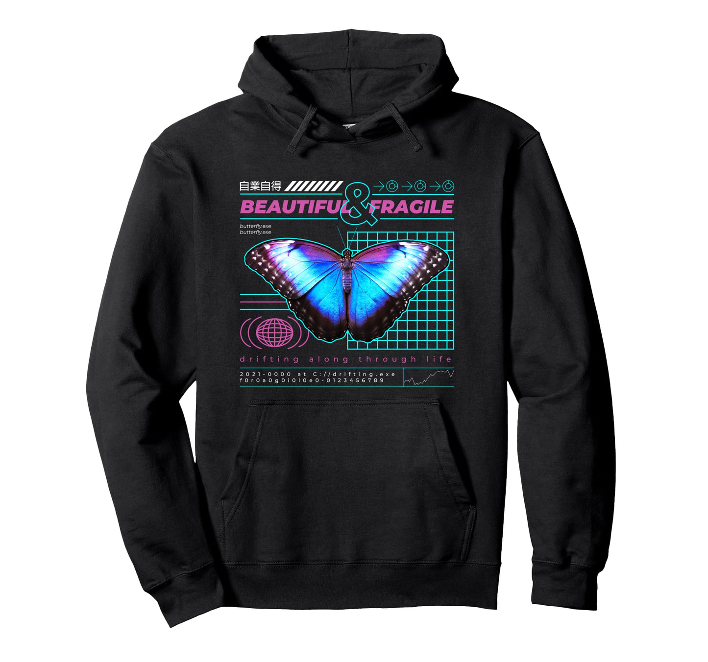 Blue Butterfly Beautiful And Fragile Hoodie - Streetwear Style Unisex - T-Shirt, Sweatshirt, Hoodie