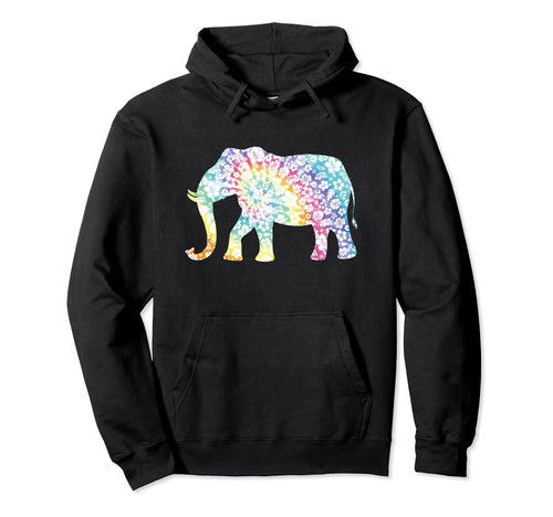 Rainbow Tie Dye Elephant Lover Hoodie - Novelty Apparel for Adults - T-Shirt, Sweatshirt, Hoodie