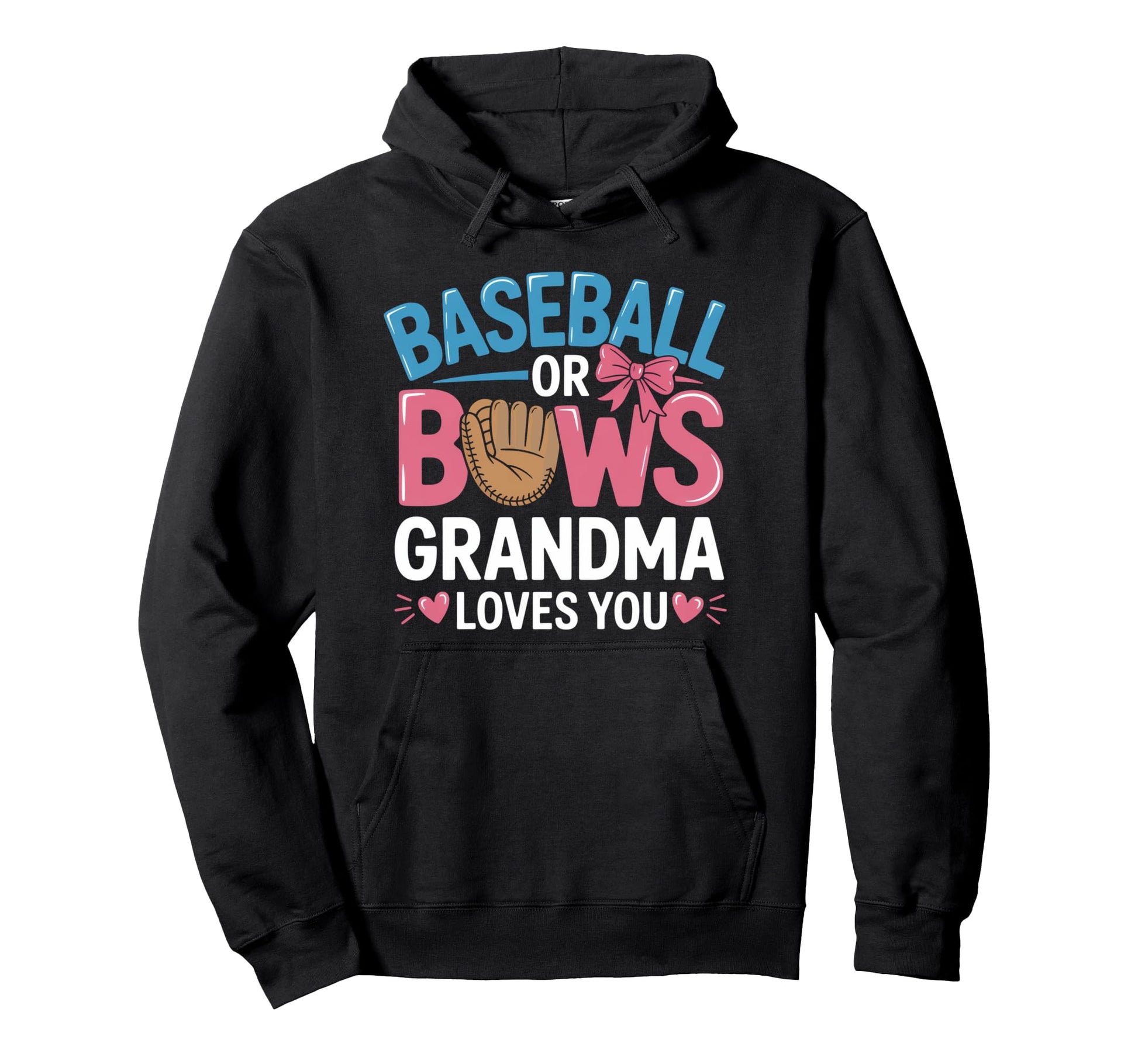 Gender Reveal Baseball Or Bows Hoodie - Casual Everyday Wear Unisex - T-Shirt, Sweatshirt, Hoodie