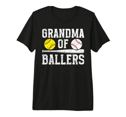 Grandma Ballers Baseball Softball T-Shirt - Fun Novelty Design for Adults - T-Shirt, Sweatshirt, Hoodie