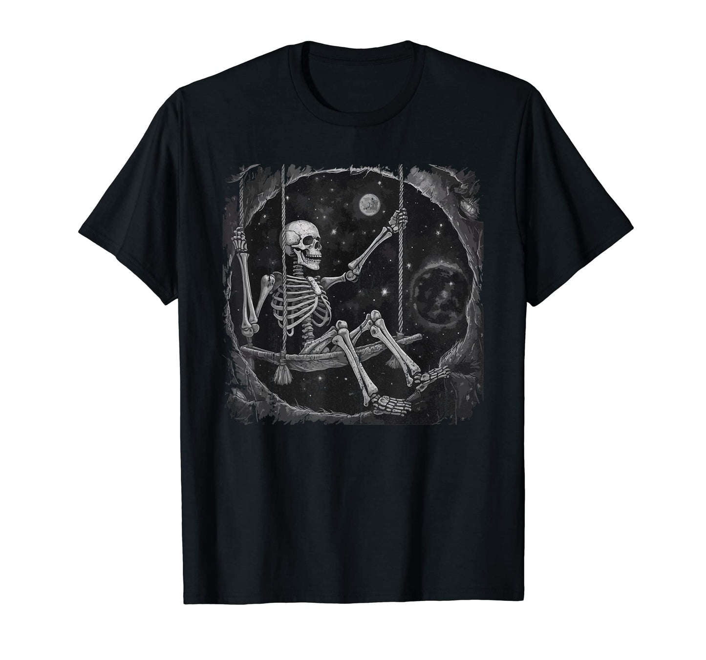 Rock Skeleton Moon Rock Emo Punk Gothic T-Shirt - Minimalist Print Unisex - T-Shirt, Sweatshirt, Hoodie