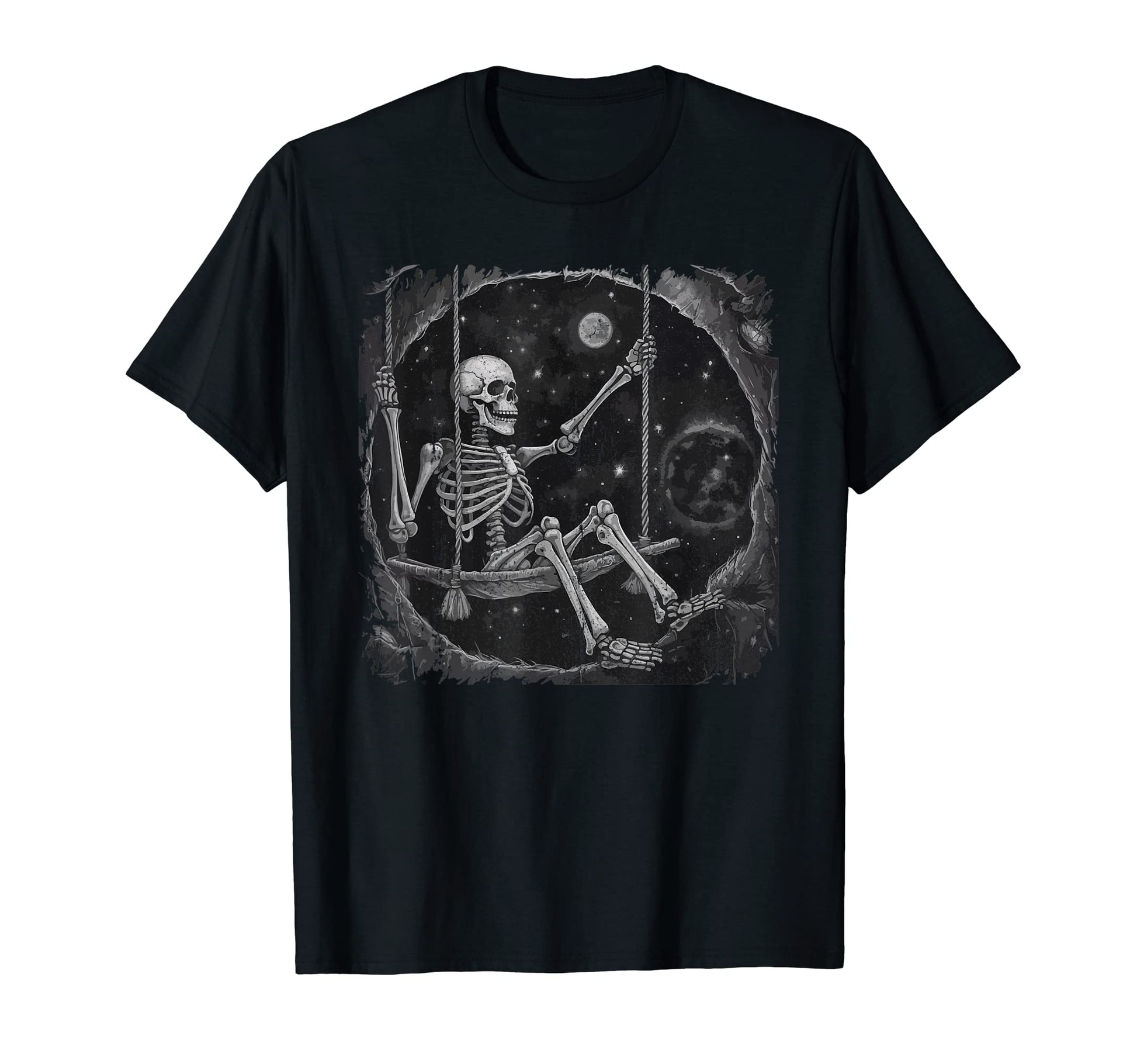 Rock Skeleton Moon Rock Emo Punk Gothic T-Shirt - Minimalist Print Unisex - T-Shirt, Sweatshirt, Hoodie