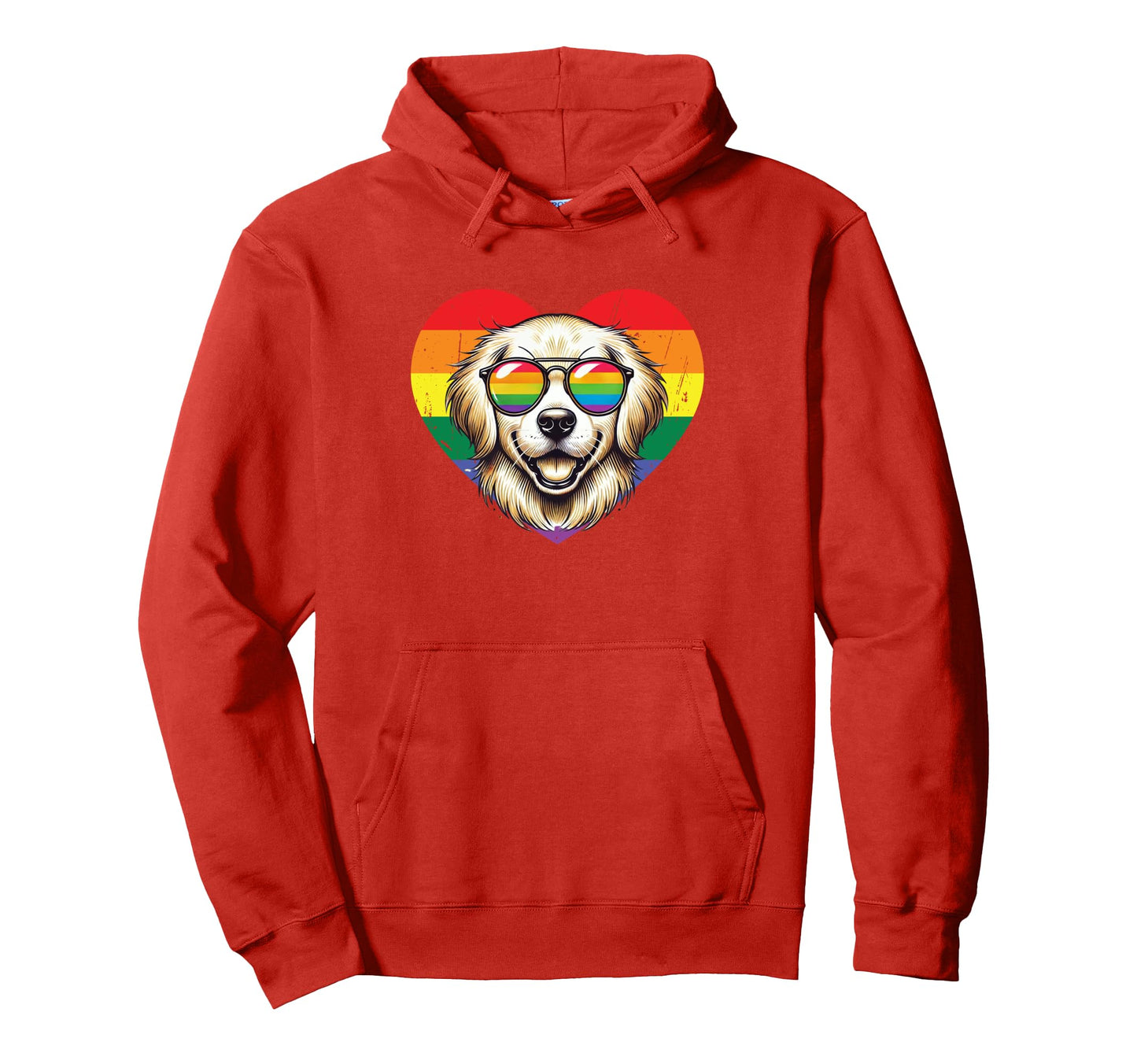 Rainbow Love Heart Dog Pride Lgbt Funny Hoodie - Aesthetic Graphic Unisex - T-Shirt, Sweatshirt, Hoodie
