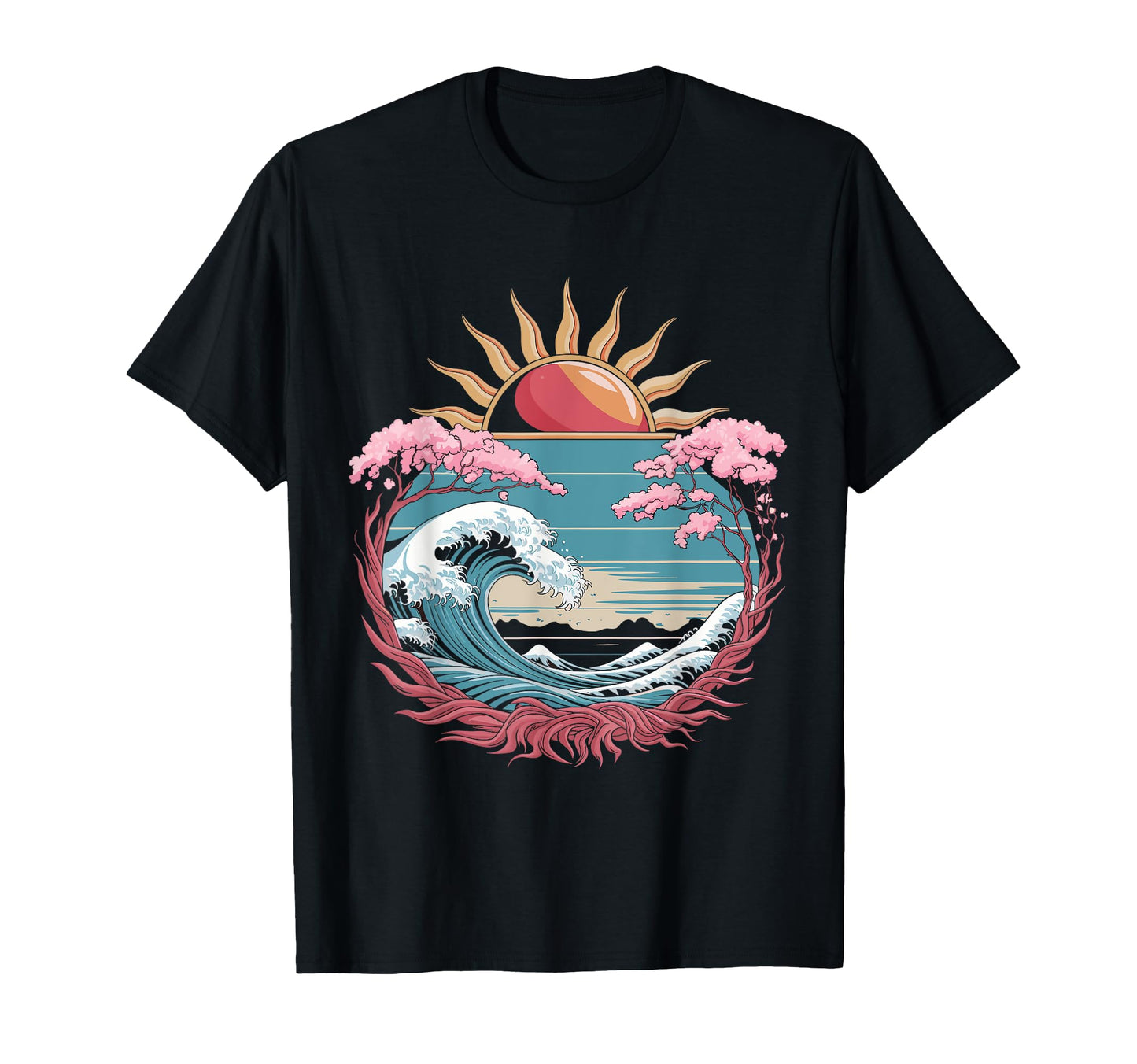 Big Wave Vaporwave Aesthetic 80S Anime T-Shirt - Minimalist Print Unisex - T-Shirt, Sweatshirt, Hoodie