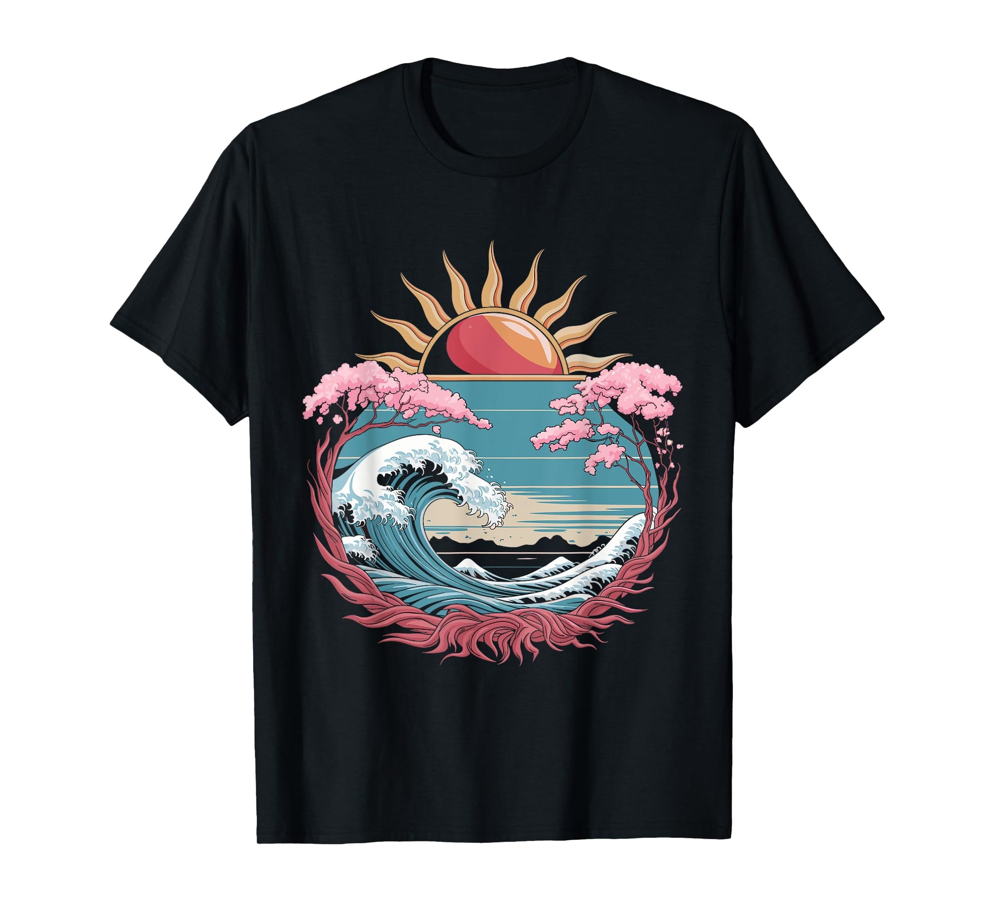 Big Wave Vaporwave Aesthetic 80S Anime T-Shirt - Minimalist Print Unisex - T-Shirt, Sweatshirt, Hoodie