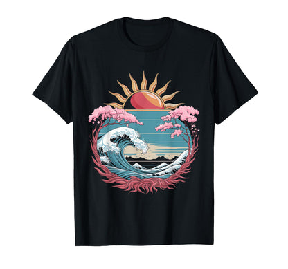 Big Wave Vaporwave Aesthetic 80S Anime T-Shirt - Minimalist Print Unisex - T-Shirt, Sweatshirt, Hoodie